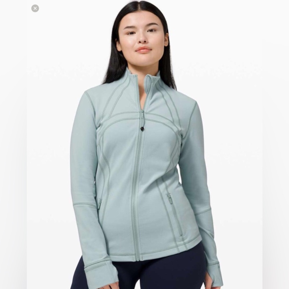 🌼LULULEM🍋N Define Jacket in Hazy Jade Full Zip Size 10 Light Blue Green Active